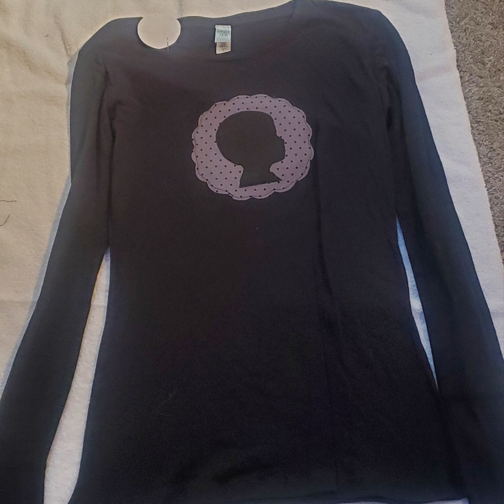 Women's Long Sleeve Tee - Black Silhouette Design
